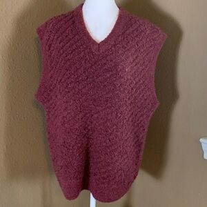 Zara Burgundy Alpaca Blend Sweater Vest V-Neck Size M